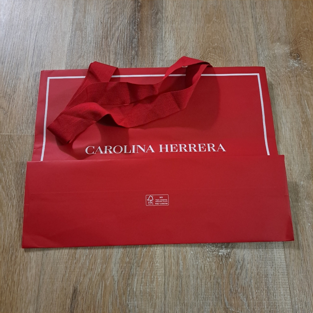 Carolina Herrera Red Paper Tote Bag
